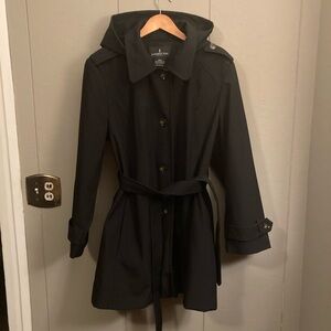 London Fog Black Hooded Trench Coat
